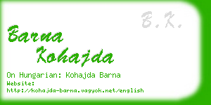 barna kohajda business card